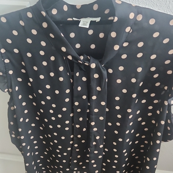 Womens Tamora H. Classic Polka Dot Black and Cream Women's Top Size Xl - Picture 3 of 3
